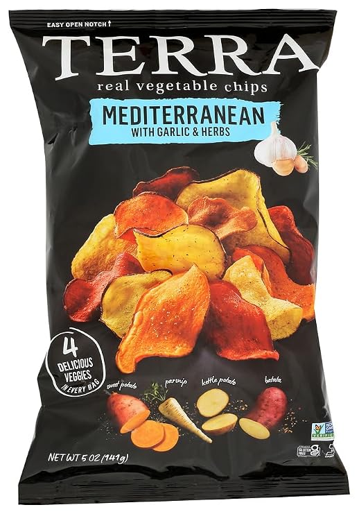 Terra Exotic Vegetable Chips - Mediterranean, Garlic, Oregano & Olive Oil + A Hint Of Lemon. 5-Ounce Bag