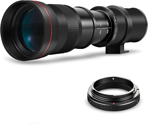 High-Power 420-800mm f/8.3 HD Manual Telephoto Lens for Nikon D500, D600, D610, D700, D750, D800, D800e, D810, D810a, D850, D3400, D5000, D5100, D5200, D5300, D5500, D5600, D7100, D7200, D7500 DSLR