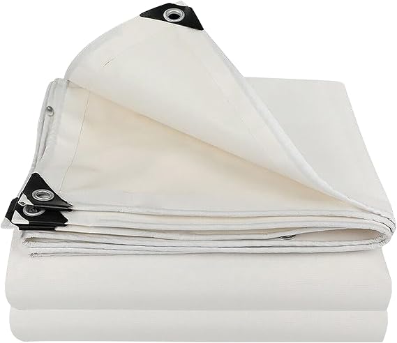 2024 Feet Canvas Tarp, 13 oz - Waterproof & Breathable Heavy Duty Tarp with Reinforced Edge Grommets for Camping Tents,Canopy Tents, Roofs, Patios, Camping, Trucks, Yachts