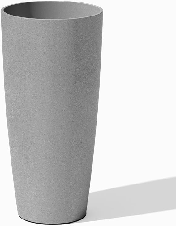 Veradek Mason Series Vega Planter - Tall Round Outdoor Planter with Shelf