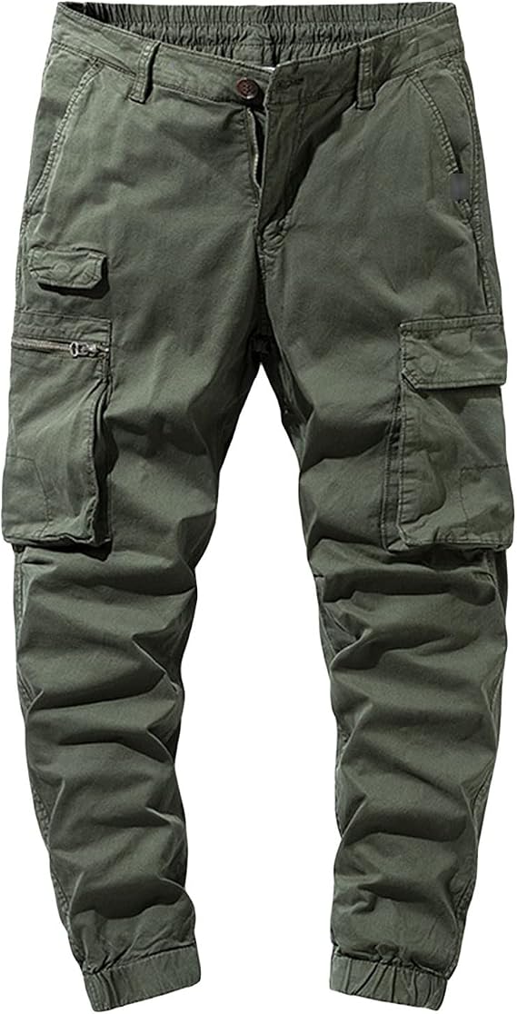 Soluo Men's Tapered Leg Cargo Pants Lightweight Multi Pocket Hiking Trousers Workout Athletic Jogger Military Pant