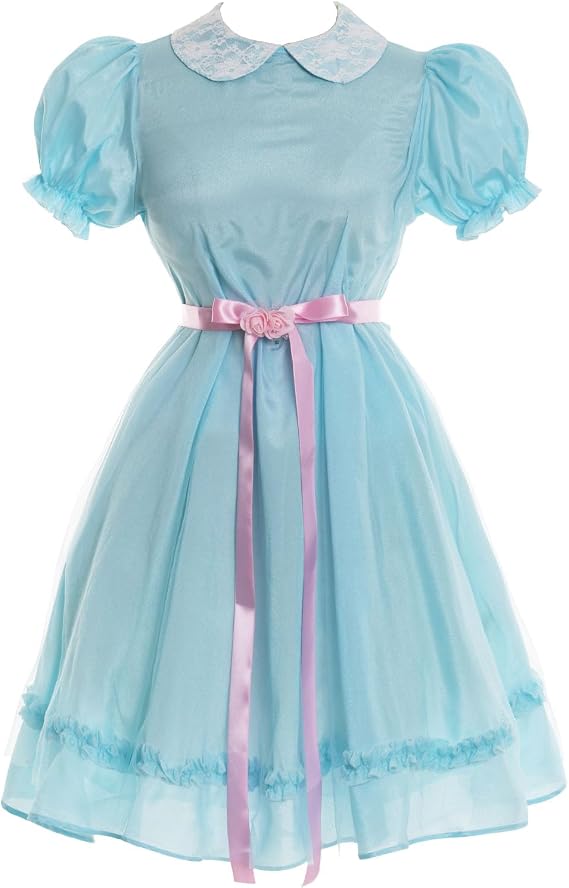 Vibsion Womens Grady Twins Costume Blue Creepy Sister Scary Dolls Dress