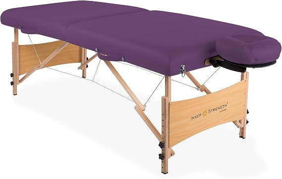 Inner Strength Portable Massage Table Package Element Incl. Deluxe Adjustable Face Cradle, Face Pillow & Carrying Case, Purple