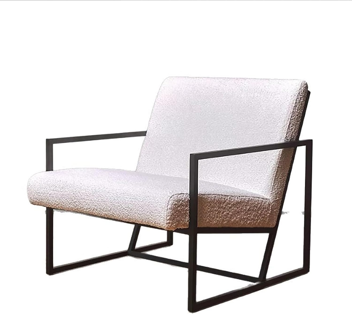 Armchair Sheep, Wool Lounge Chair, Faux Leather Extra Large Upholstered Armchair with Armrests Lounge Chair with Full Metal Frame Living RoomBedroom