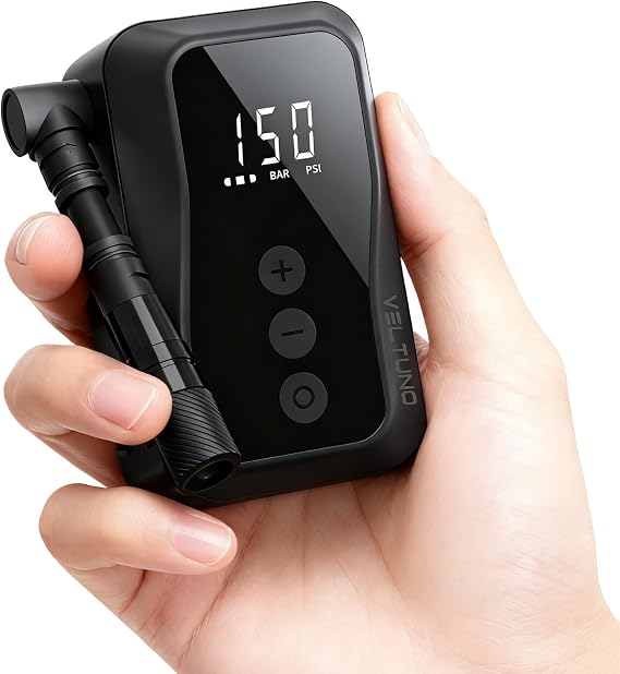 Electric Mini Bike Pump,Portable Bicycle with Digital Pressure Gauge,Smart Auto Stop,Max 150 PSI,USB-C Rechargeable, Presta & Schrader Valve for Road Bike,MTB,E-Bike,Motorcycle,Balls