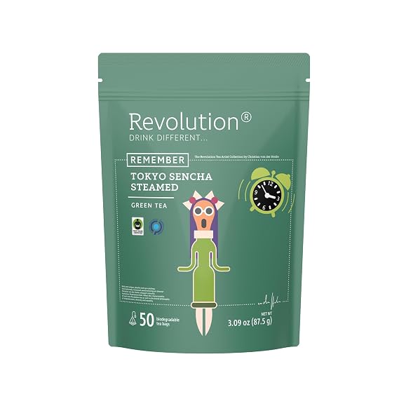 REVOLUTION TEA Sencha Green Tea [THE ORIGINAL] Tokyo Sencha Steamed Premium Full Leaf Tea Biodegradable Infuser Tea Bags Green Tea 50 Bags