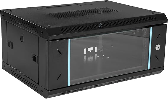 4U Server Cabinet, 17.72" Deep Wall Mount Network Server Data Cabinet IT Network Rack with Lockable Cabinet Doors and Side Panels 4U Computer Network Cabinet for IT Equipment, A/V Devices