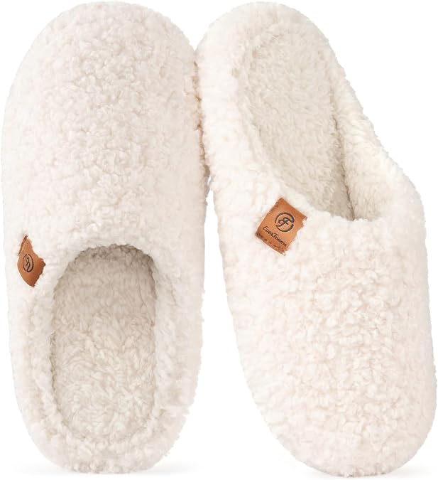 EverFoams Womens Fuzzy Slippers Slip-on Memory Foam Indoor House Shoes