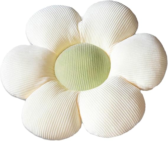 Flower Pillow,Flower Shaped Throw Pillow Butt Cushion Flower Floor Pillow,Seating Cushion,Cute Room Decor & Plush Pillow for Bedroom Living Room Sofa Chair (15.7Inch, Beige/Green)