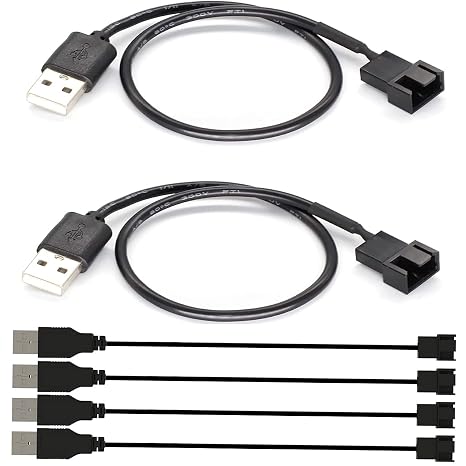 Gebildet 6pcs USB to 3Pin/4Pin PWM 5V USB Fan Power Adapter Cable, Fan Adapter Connector Cable (3Pin/4Pin USB Cable)