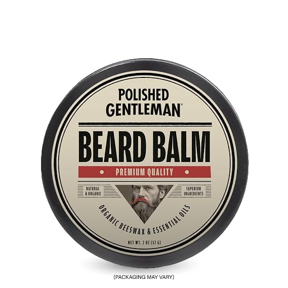 Polished Gentleman Sandalwood Beard Balm with Beeswax and Shea Butter, 2 oz