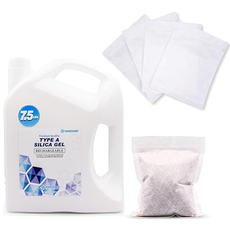 Wisesorb 7.5 LBS Reusable Pure White Silica Gel Beads, Rechargeable Dessicant Dehumidifiers Desiccant Moisture Absorber with 20pcs Resealable Nonwoven Zip Bags
