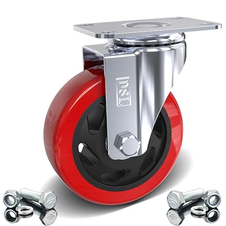 DSL Heavy Duty UNBRAKED Double Bearing 100mm Rubber Swivel Castor Wheel