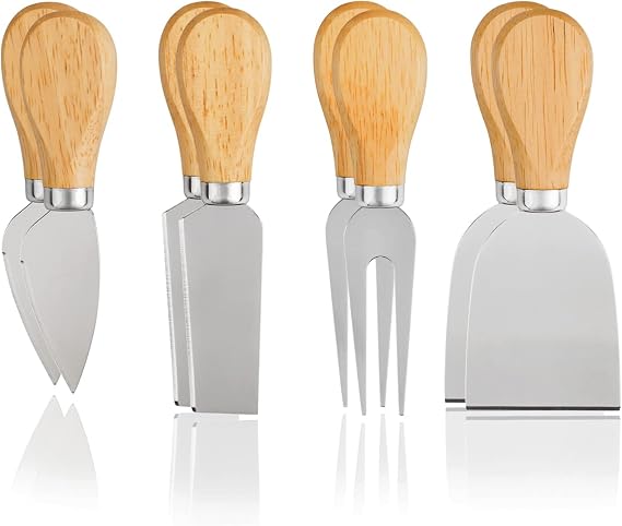 Cheese Knives Set of 8-2 Cheese Knife, 2 Cheese Fork, 2 Cheese Slicer, 2 Butter Knife Premium Mini Stainless Steel Cheese Knives - Cheese Knife Set for Charcuterie Board