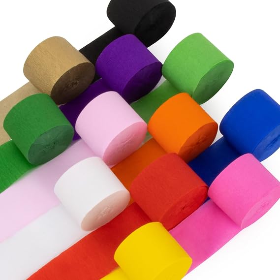 MAQIHAN Party Crepe Paper Streamers - 12 Roll 984ft Rainbow Streamers Decor