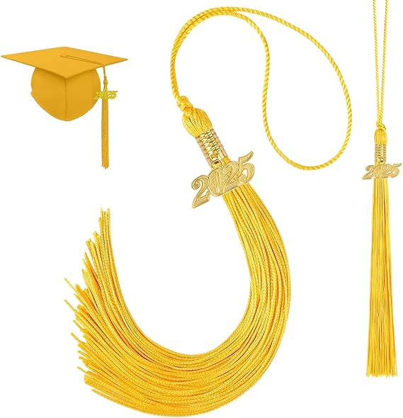 2025 Graduation Tassel Graduation Cap Tassel with 2025 Year Gold Charms for Graduate Hat Ceremonies Accessories (Gold)
