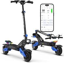 Adult Electric Scooter, Max Speed 55MPH,Total Power 6000W, 75mile Long Range Battery, 60V Dual Drive, 11-inch Wheels, Portable Foldable, Off Road 60V38AH 70-75 Mile Range