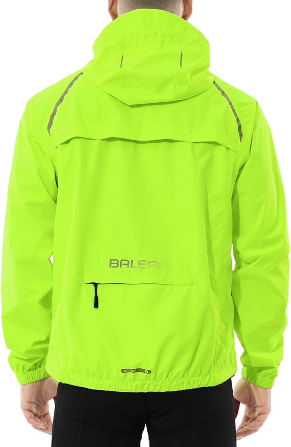 baleaf Men's Rain Jacket Waterproof Hood Lightweight Reflective Packable | 5000Mm Waterproof & Windbreaker; Packable with 6 Pockets; Reflective Stripes for Safety; Perfect for Cycling, Running, Hiking