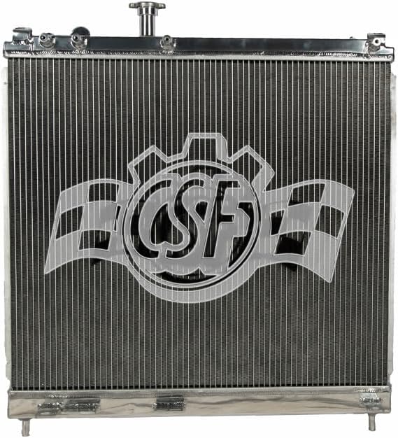 CSF Radiator, 23.438 in W x 27.125 in H x 2.062 in D, Single Pass, Passenger Side Inlet, Driver Side Outlet, Aluminum, Polished, Each