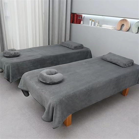 Professional Massage Table Sheets With Face Hole 47*87 in, Massage Warmer Linens Soft Spa Sheet Salon Table Cover With Hole Massage Bed Cover With Face Hole For Spa Beauty Bed (Only 1 PC Grey Sheet)
