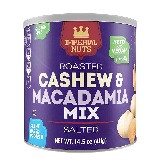 Imperial Nuts Oil Roasted Macadamia Nuts Salted Cashew Mix | 14.5 oz Mixed Duo, Premium Quality