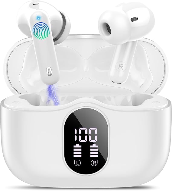 True Wireless Earbuds Bluetooth Headphones HiFi Stereo Ear Buds,Matte White