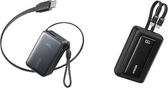 Anker Nano Power Bank, 10,000mAh Portable Charger Zolo Power Bank, 45W Max Fast Charging, 20,000mAh Battery Pack with Dual Built-in USB-C Cables
