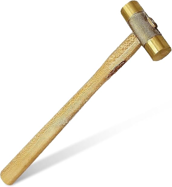 Mini Brass Hammer for Jewelry Making Precision Small Brass Hammer with Wooden Handle for Metal Stamping, Brass Hammers, Flattening, Watch Repair
