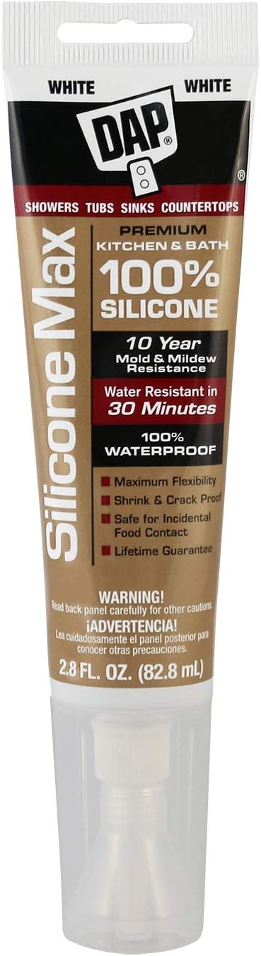 DAP Silicone Max Kitchen & Bath Sealant, White 2.8 Oz (7079808795)