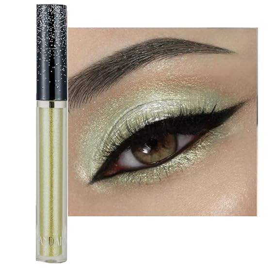Liquid Eyeshadow Glitter Shining Eye Shadow Makeup Shimmer Long Lasting Quick-Drying (Metallic Gold)