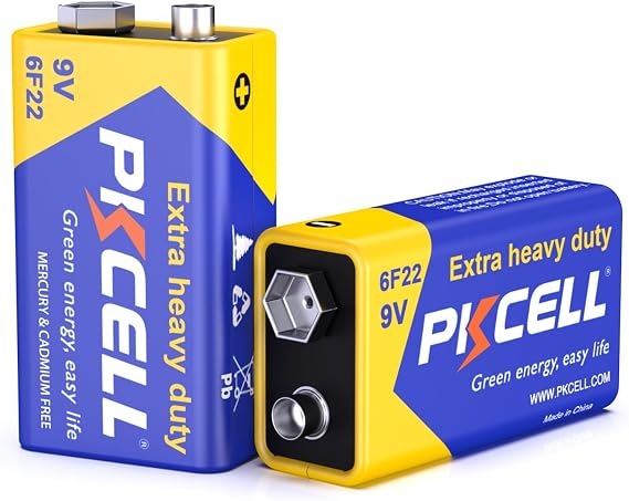 PKCELL 9 Volt Battery, 2 Pack 9V Batteries for Smoke Detector, Alarms