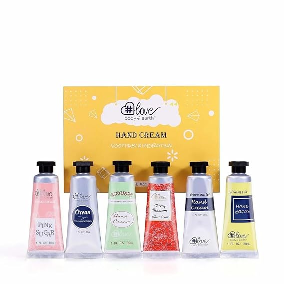 BODY & EARTH # LOVE Hand Lotion Set, Hand Cream for Women Moisturizing - Holiday Birthday Birthday Gift Sets-Pack of 6
