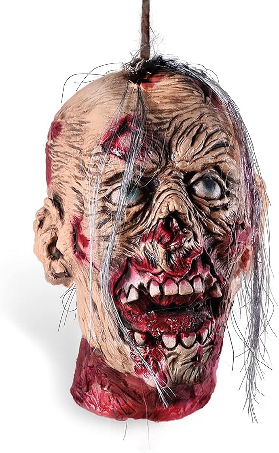 KHC-KHF Halloween Corpse Head Prop Bloody Severed Zombie Hanging Decoration
