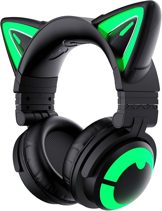 YOWU RGB-Katzenohr-Kopfhörer CE kabelloses 5.2 faltbares Gaming-Headset (CE Schwarz)