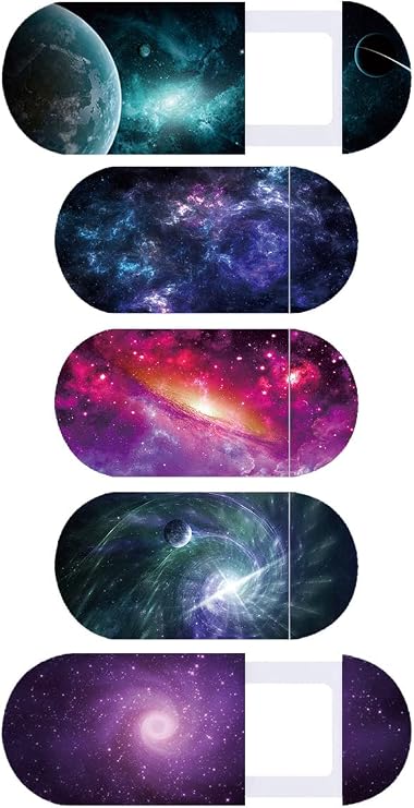 Laptop Camera Cover Slide (5 Pack),Thin Web Camera Cover for Laptop, Desktop, PC, iPad, iMac, Tablet,Protecting Your Privacy Security (Universe)