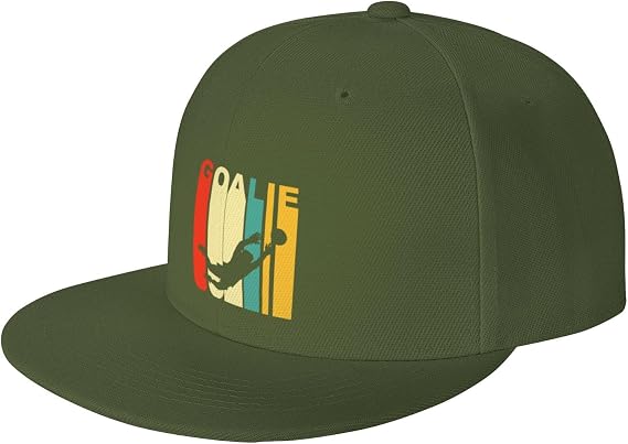 Soccer Goalie Flat Brim Baseball Cap,Classic Snapback Hat Adjustable Trucker Hat for Men & Women,Moss Green