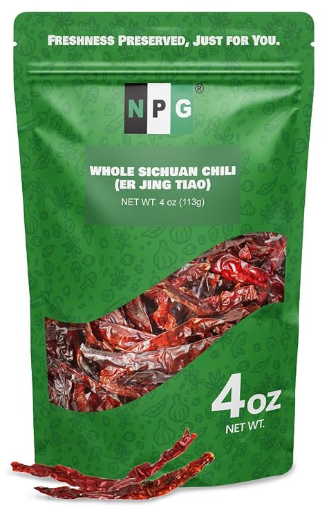 NPG Er Jing Tiao Chili Peppers 4 oz, Whole Sichuan Dried Chilies