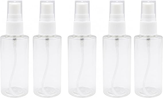 Promosyonca Şeffaf Plastik Sprey Şişe, Beyaz Pompalı, 50 ml, 5 Adet