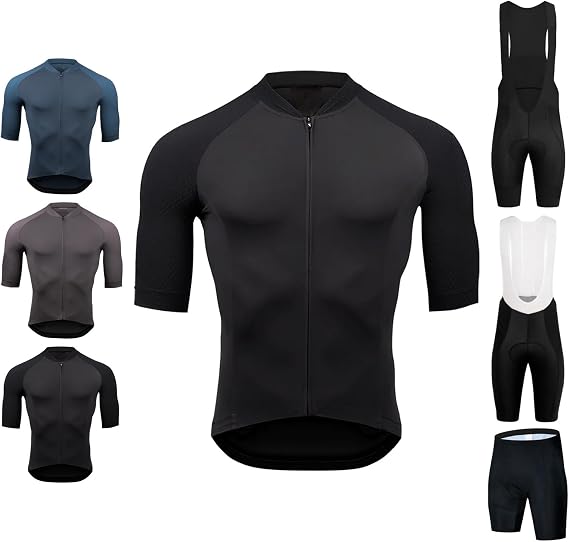 Personalised Cycling Jersey Mens Short Sleeve Moisture Wicking Quick Dry Customised Mountain Bike Jersey with Team Name Logo Racing Bicycle Clothes(Black)