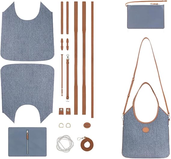 POPSEWING DIY Bag Kit, Leather Crossbody Bag Kit, DIY Shoulder Bag with Sewing Kit, Unique DIY Handmade Bag Kit for Mom Girlfriend Birthday Gift Navy Blue
