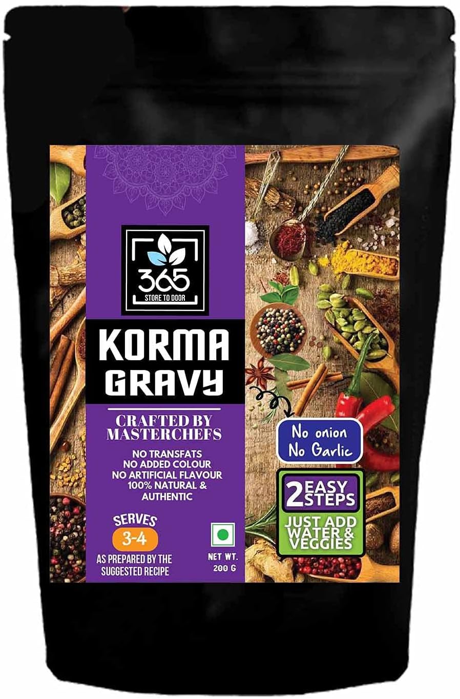 Indian Gravy – Jain Korma Flavor | Mix Instant Ready to Cook | Masala Curry Paste | Homemade, Healthy Cooking | Taste and Flavour in Vegetables | Easy to Cook 400 GM