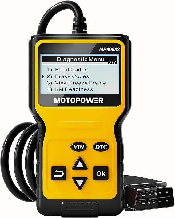 MOTOPOWER MP69033 Car OBD2 Scanner Code Reader Engine Fault Scanner CAN Diagnostic Scan Tool for All OBD II Protocol Cars Since 1996, Yellow