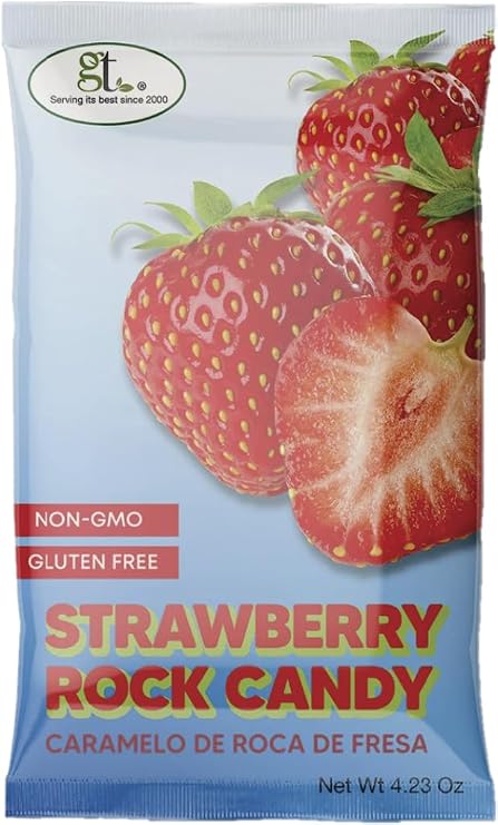 GT Strawberry Rock Candy, 4.23 Ounce Bag, 1 Pack