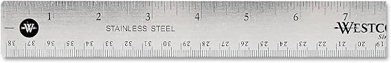 Westcott 10416 15" Stainless Steel Office Ruler with Non Slip Cork Base