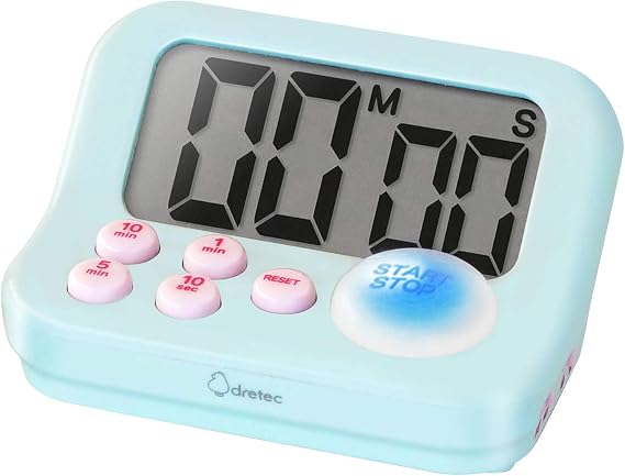 Dretec Study Timer Learning Timer S with Psychology-Based Blue LED for Improved Concentration, Large Screen, Exam, Certification, Cooking, Kitchen, Stopwatch, Learning, Study Goods, Digital, Silent