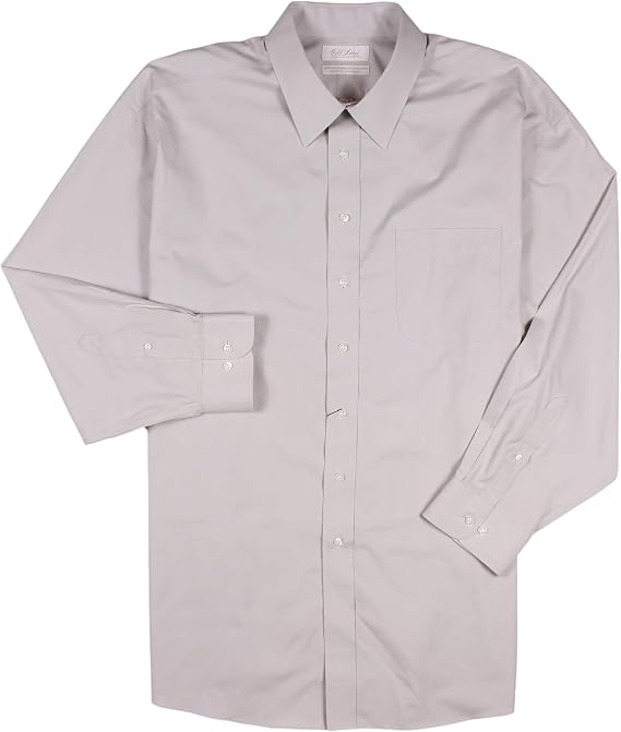 Gold Label Men's Big and Tall Wrinkle-Free Long Sleeve Button-Down Dress Shirt with Point Collar and Chest Pocket