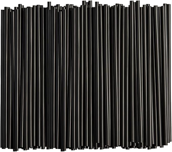 Comfy Package [250 Count] 7.75"High Black Straws, Disposable Plastic Drinking Straws - Black