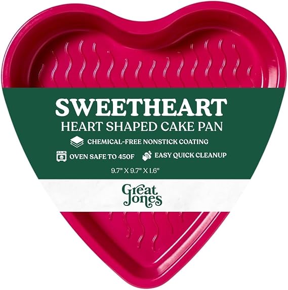 Great Jones 10 inch Heart Shaped Pink Cake Pan - Non Stick and Non Toxic