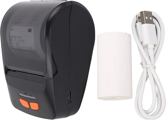 Bluetooth Thermal Printer, Portable Label Printer with USB and Bluetooth, 203dpi Black White Printing for Receipts Barcodes QR Codes, Compatible with iOS Android