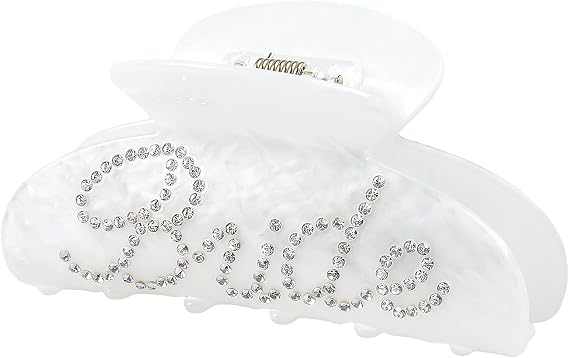 Bride Hair Claw Clips White Acrylic Bride Claw Clip Rhinestone Brides Logo Hair Clip For Wedding Brides To Be Gifts Bachelorette Party Decorations Bridesmaid Gift Bridal Shower Hair Accessories